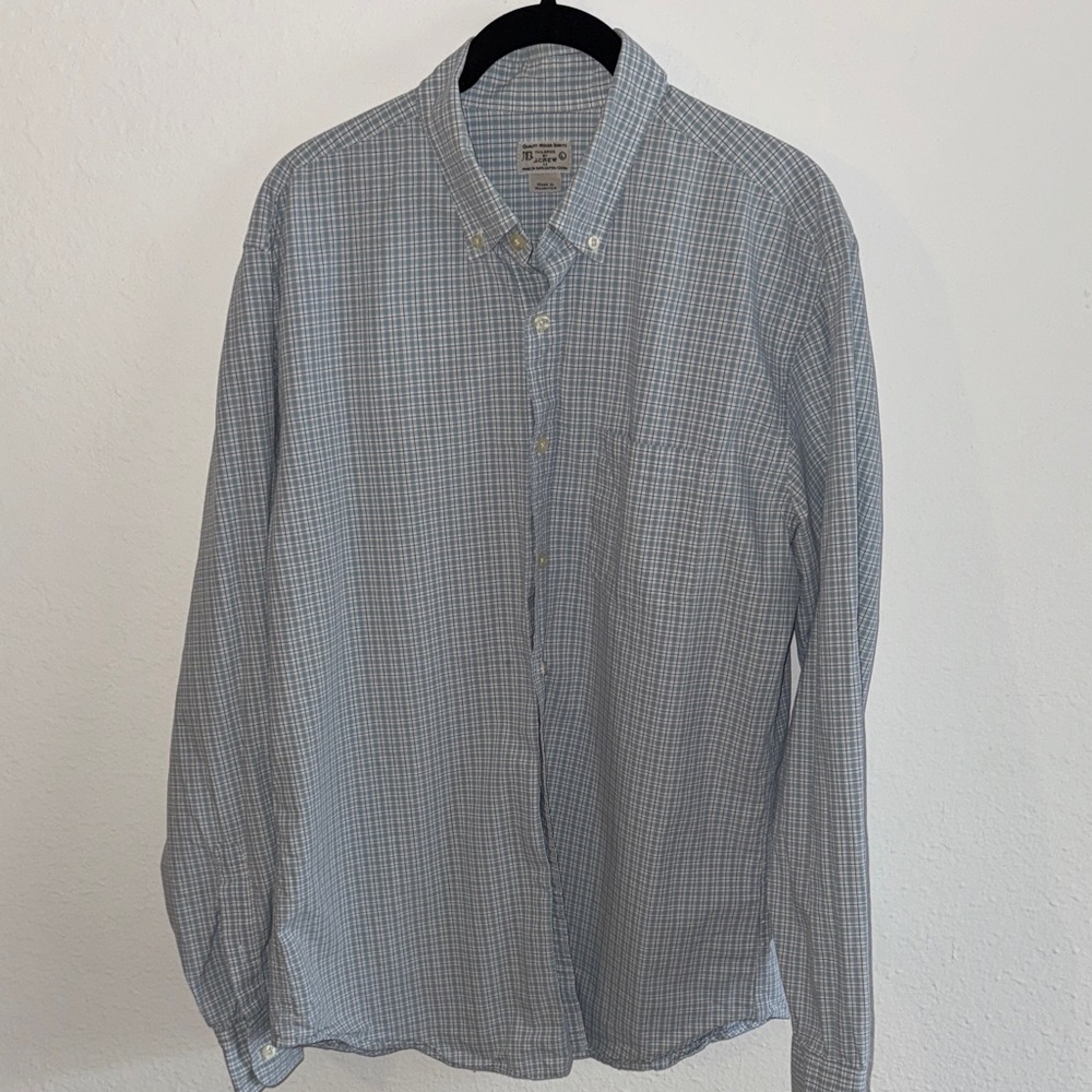 Jos. A. Bank Men's Blue Checkered Woven Long Sleeve Shirt